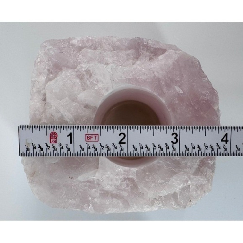 Rose Quartz Crystal Candle Tealight Votive Holders Set of 2 Raw Gemstone Carved - Picture 14 of 16